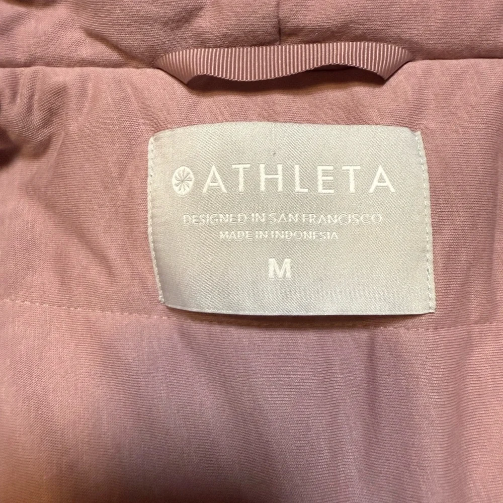 Athleta Ritual Jacket Women’s M Mauve Hooded Faux Fur Full Zip Winter Coat - Picture 9 of 11